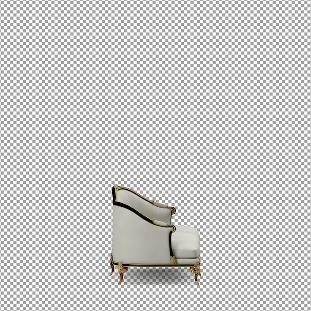 Renderização 3D de sofá minimalista isolado