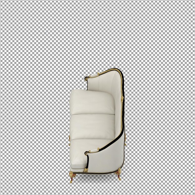 Renderização 3D de sofá minimalista isolado