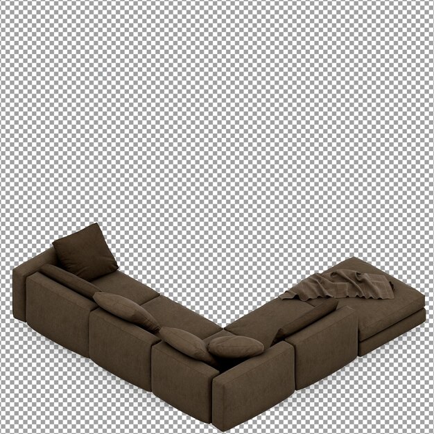 Renderização 3D de sofá minimalista isolado