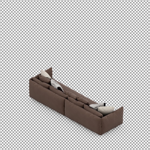 Renderização 3D de sofá minimalista isolado