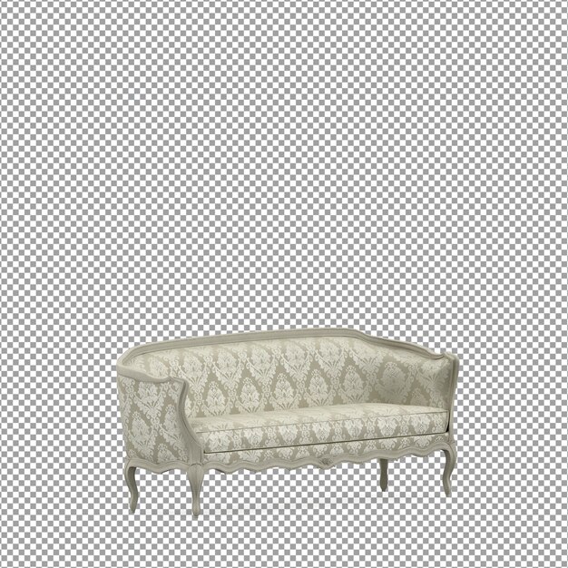 Renderização 3D de sofá minimalista isolado