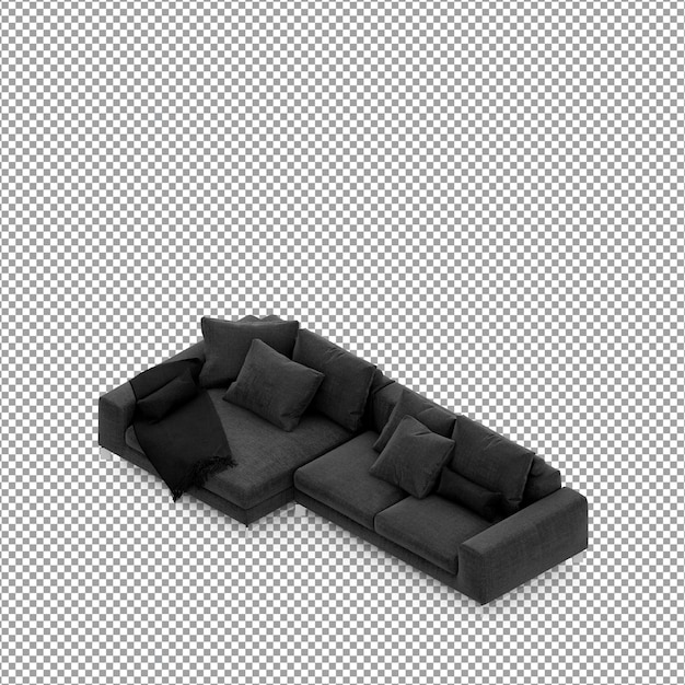Renderização 3D de sofá minimalista isolado