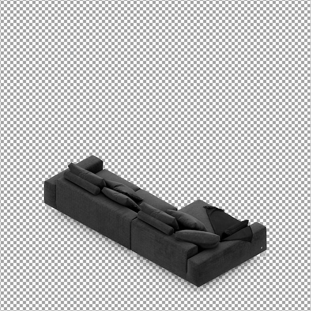 Renderização 3D de sofá minimalista isolado