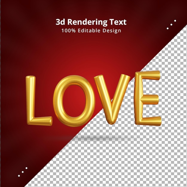 Renderização 3d de texto de amor para o dia dos namorados