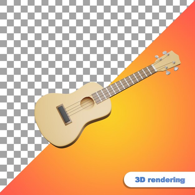 PSD renderização 3d de ukulele de madeira.