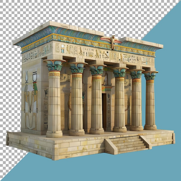 PSD renderização 3d de um antigo edifício egípcio em fundo transparente