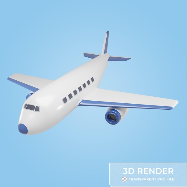 Renderização 3D de um avião branco