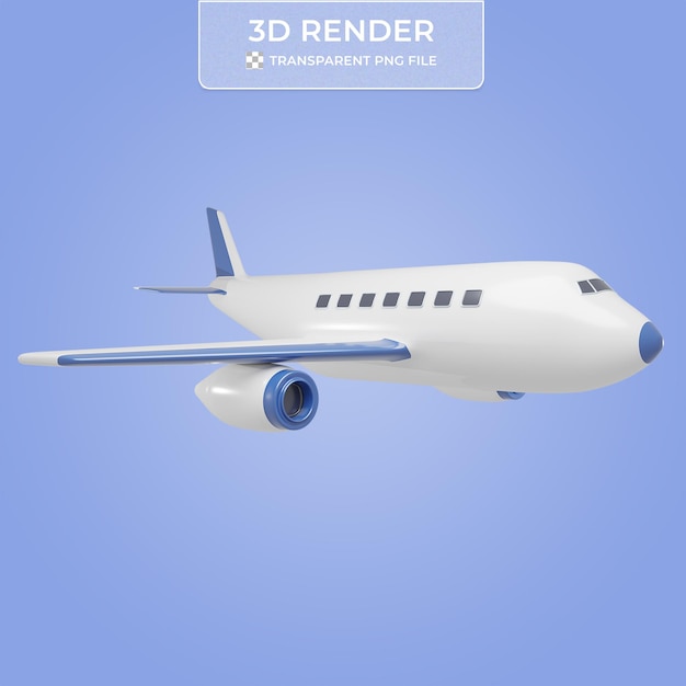 Renderização 3D de um avião branco