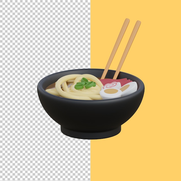 Renderização 3d de um delicioso ícone de macarrão ramen