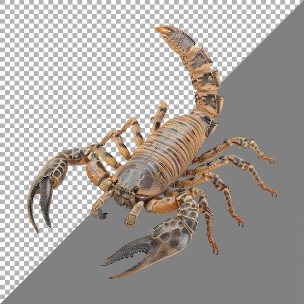 PSD renderização 3d de um escorpião em fundo transparente gerado por ai