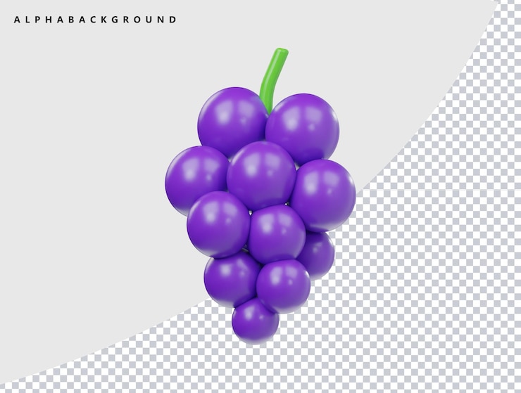 PSD renderização 3d de um feixe de uvas roxas maduras