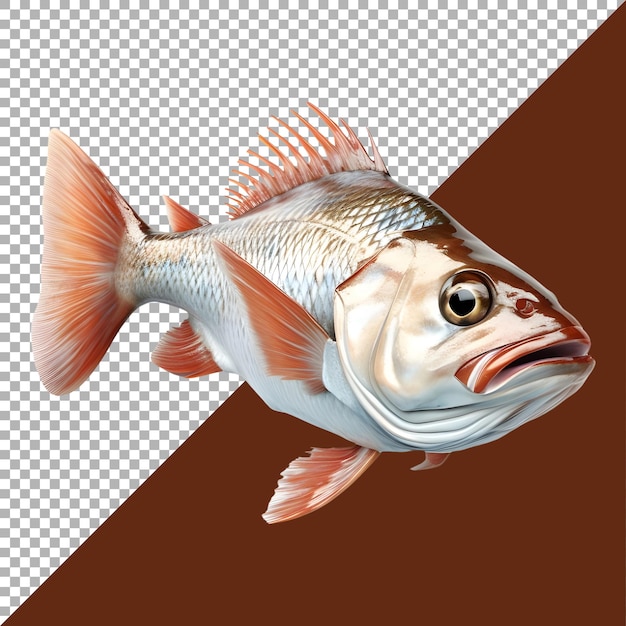 PSD renderização 3d de um lindo peixe colorido do oceano em fundo transparente gerado por ia