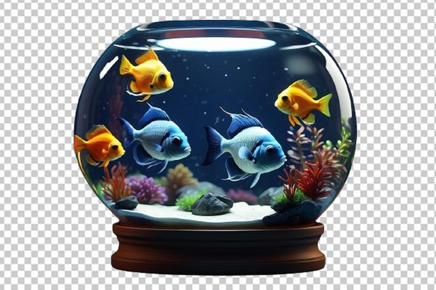 PSD renderização 3d de um lindo peixe tropical em uma tigela