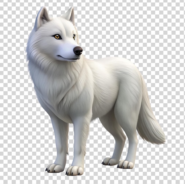 PSD renderização 3d de um lobo branco isolado em um fundo transparente