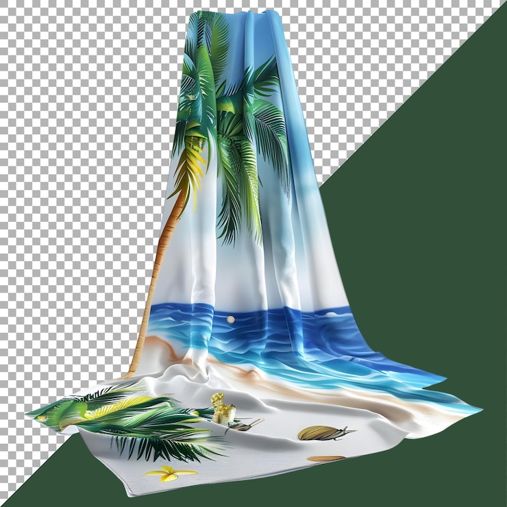 PSD renderização 3d de um pano de banheiro colorido em fundo transparente