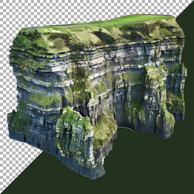 PSD renderização 3d de um penhasco de pedra em fundo transparente gerado por ai