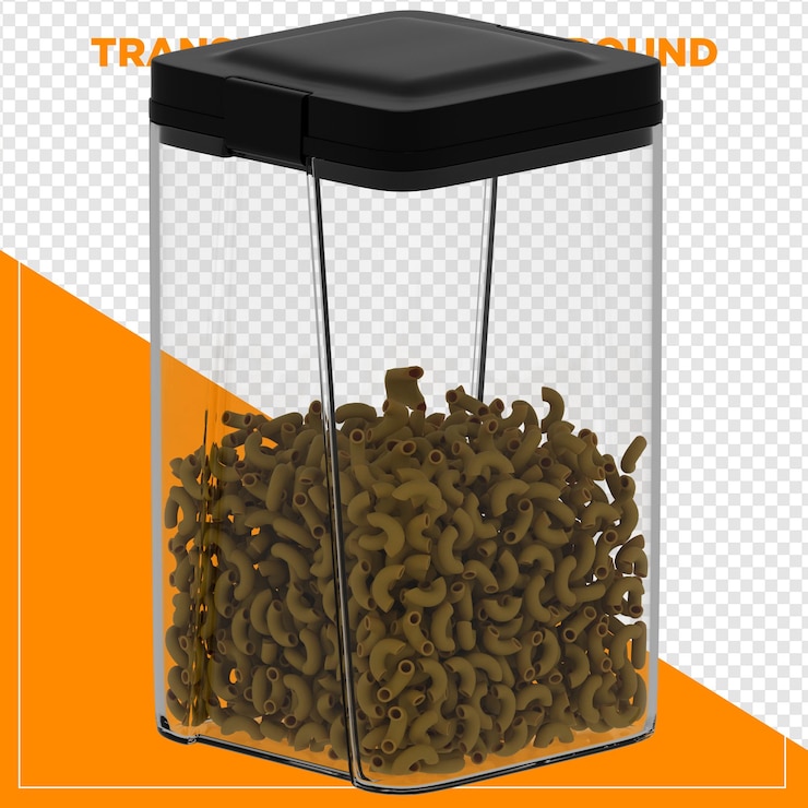 PSD renderização 3d de um recipiente de armazenamento de massa com fundo transparente