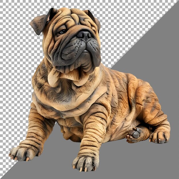 PSD renderização 3d de um shar pei bulldog em fundo transparente