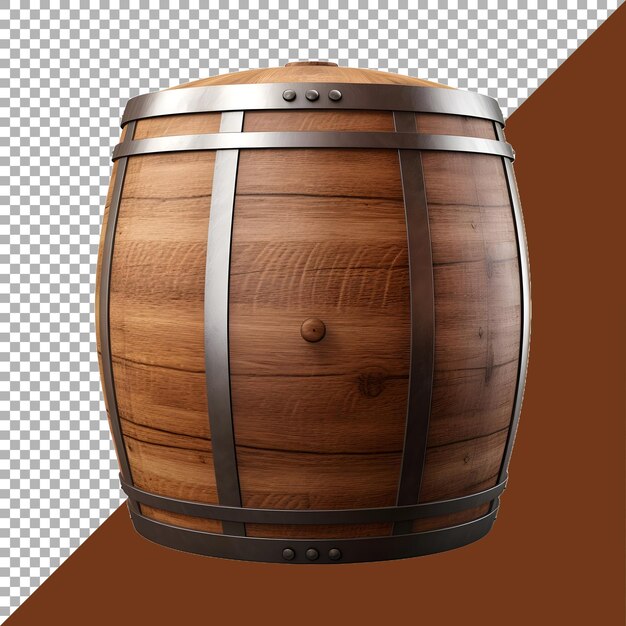 PSD renderização 3d de um tambor de madeira de vinho em fundo transparente gerado por ai