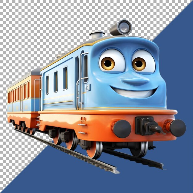 Renderização 3d de um trem colorido em fundo transparente gerado por ai