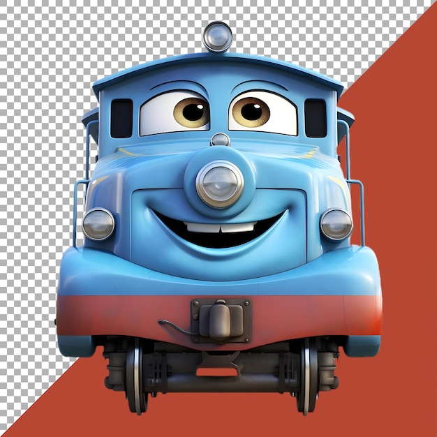 Renderização 3d de um trem colorido em fundo transparente gerado por ai