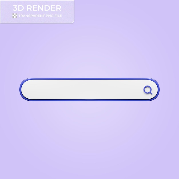 Renderização 3D de uma barra de pesquisa com lupa