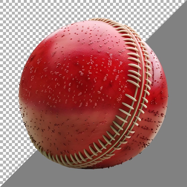 PSD renderização 3d de uma bola de críquete fundo transparente vermelho ai gerado
