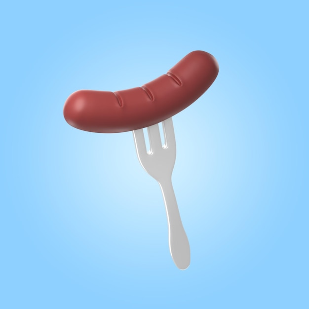 Renderização 3D de uma deliciosa salsicha