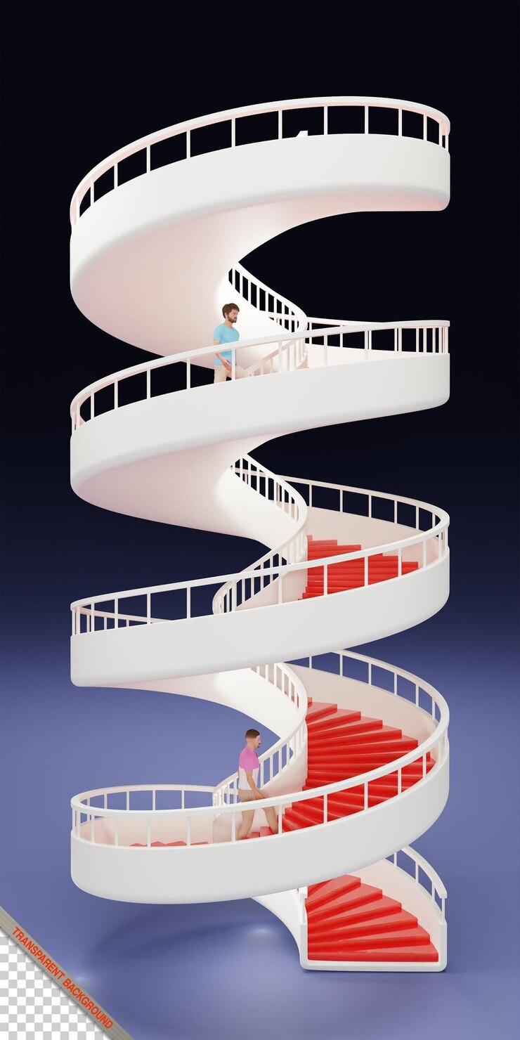 PSD renderização 3d de uma escada em espiral