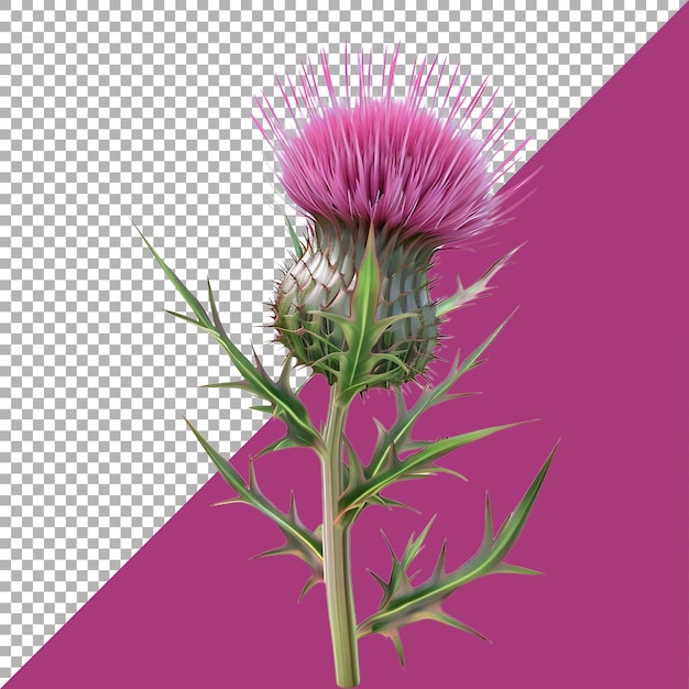 PSD renderização 3d de uma flor de cardo em fundo transparente