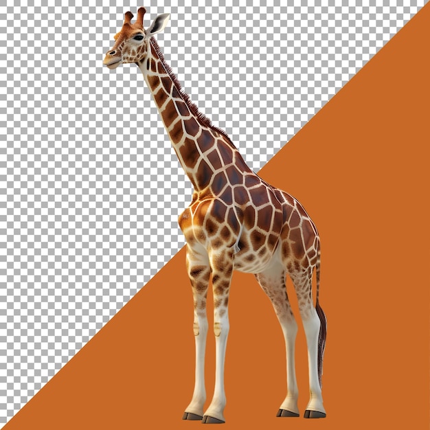 PSD renderização 3d de uma girafa em pé sobre um fundo transparente
