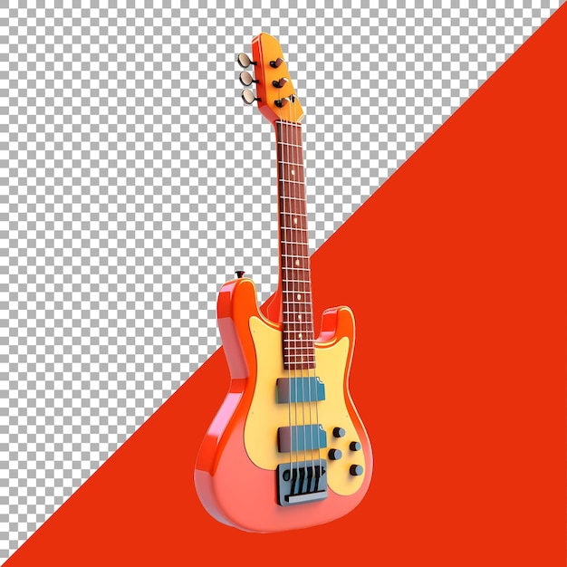 PSD renderização 3d de uma guitarra colorida em fundo transparente ai gerado