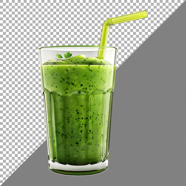 PSD renderização 3d de uma hortelã de suco fresco com palha em fundo transparente