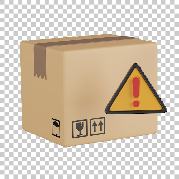 PSD renderização 3d de uma ilustração de embalagem danificada