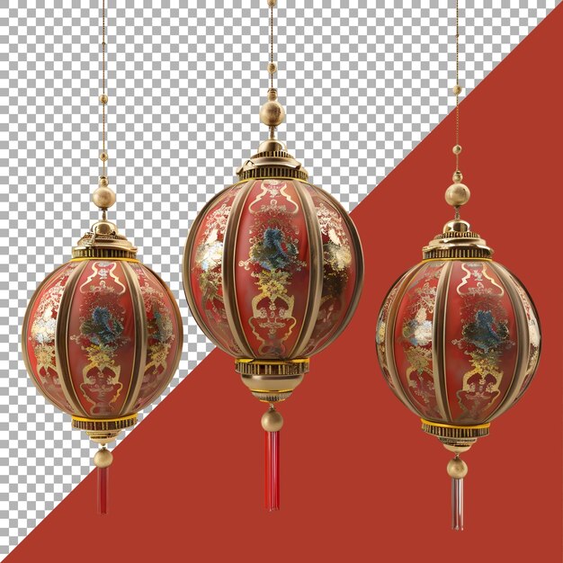 Renderização 3d de uma lanterna tradicional chinesa em fundo transparente