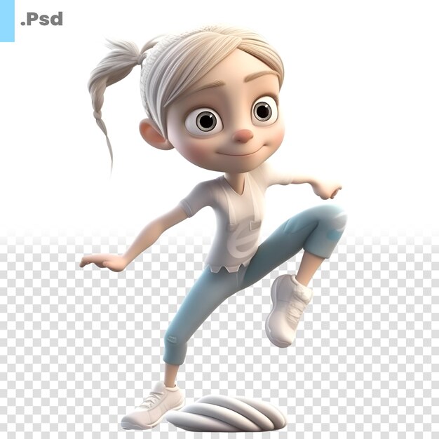 PSD renderização 3d de uma menina em camiseta azul modelo psd