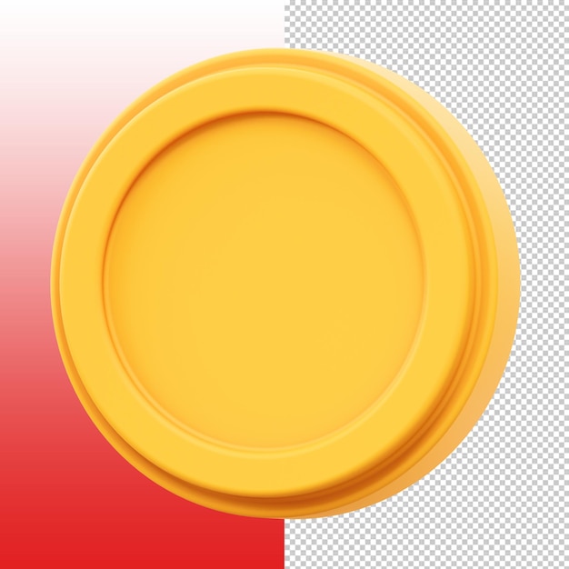 Renderização 3D de uma moeda de ouro brilhante isolada em fundo transparente