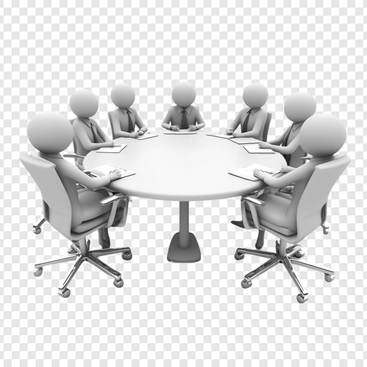 PSD renderização 3d de uma reunião de negócios colaboração de equipe em torno de uma mesa