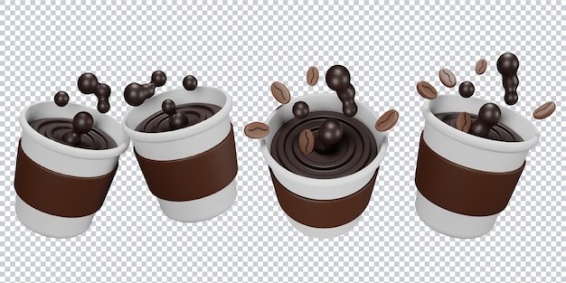 renderização 3D de uma xícara de café fofa para mídias sociais