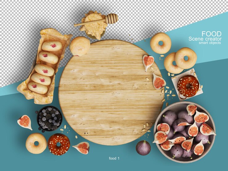 PSD renderização 3d de vários tipos de layouts de alimentos
