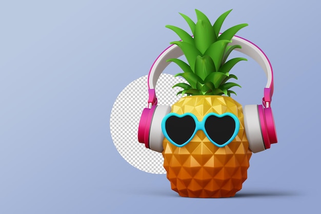 PSD renderização 3d de venda de verão de temporada de verão de abacaxi colorido