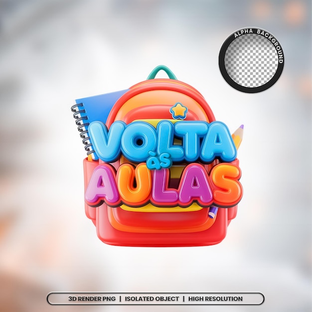 Renderização 3D de volta à escola Timbre Ícone do Elemento Escolar PSD PNG