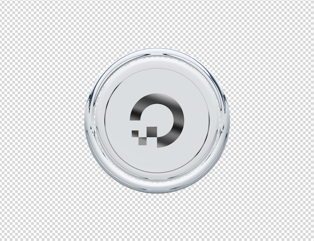 PSD renderização 3d digital ocean icon prata brilhante