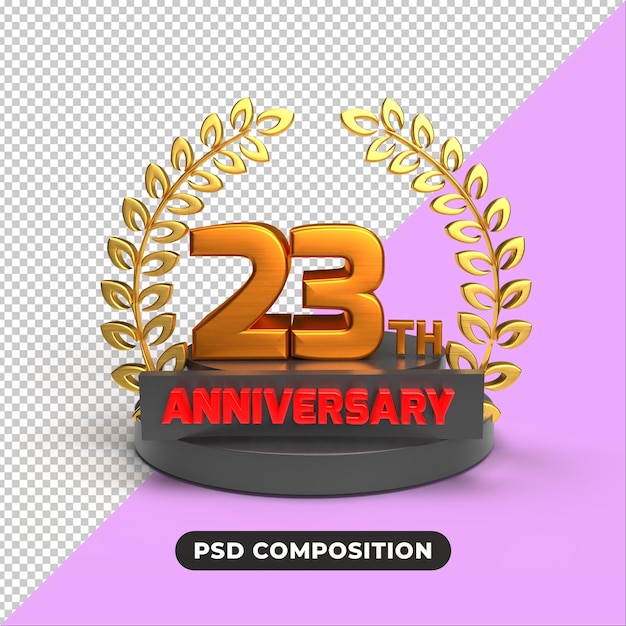 PSD renderização 3d do 23º aniversário