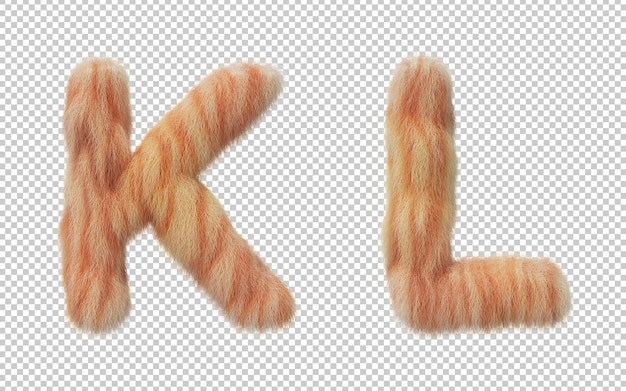 Renderização 3D do alfabeto de efeito de cabelo de gato