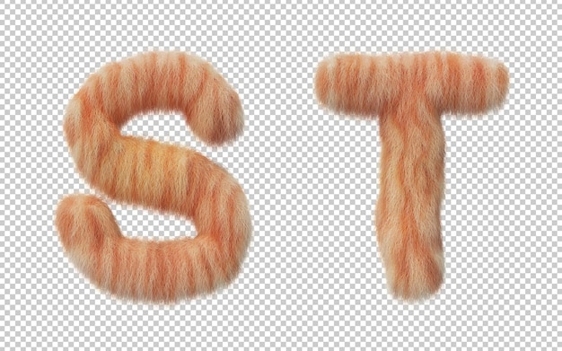 Renderização 3d do alfabeto de efeito de cabelo de gato