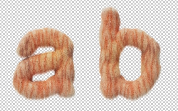 Renderização 3d do alfabeto de efeito de cabelo de gato