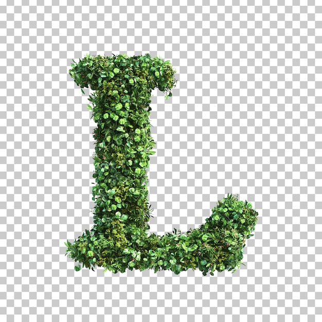 Renderização 3D do alfabeto de plantas verdes L