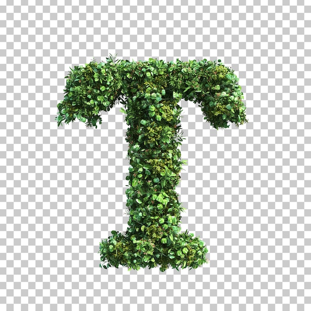 Renderização 3D do alfabeto de plantas verdes T