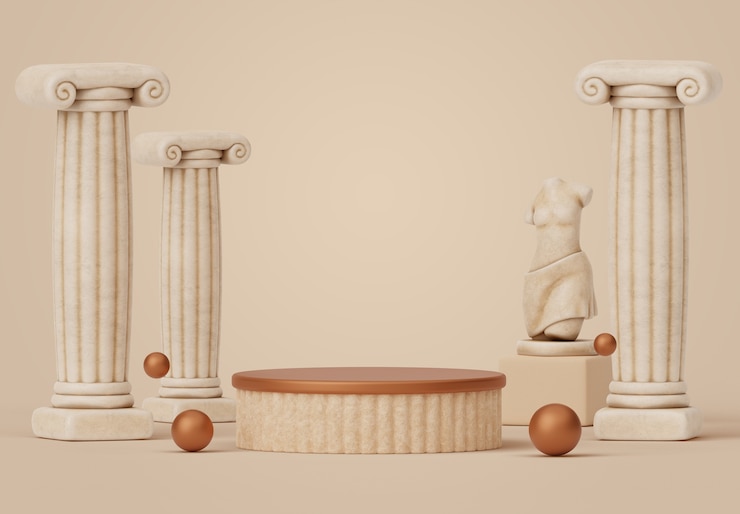 PSD renderização 3d do antigo fundo do pódio grego